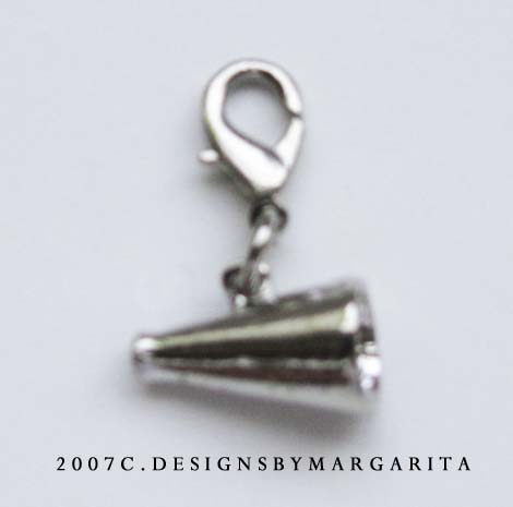 Cheer Megaphone Zipper Pull (Silver)