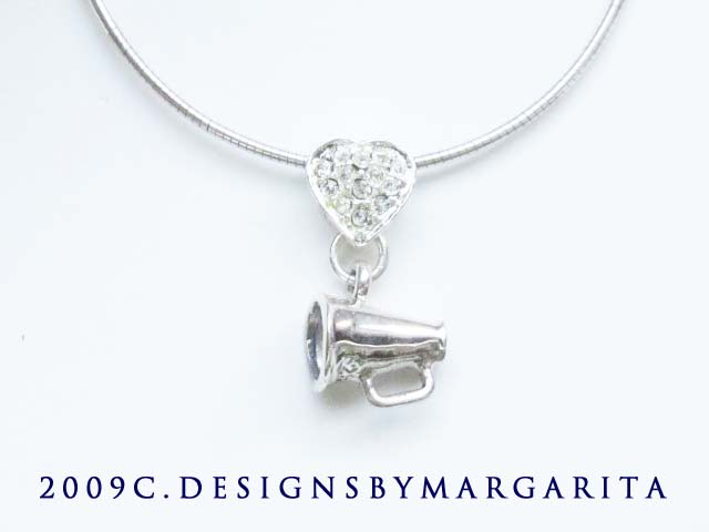 Megaphone Necklace w/ Jeweled Heart
