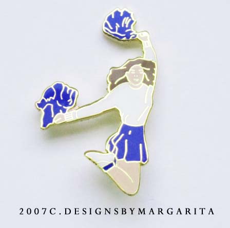 Pom Pom Cheer (Blue/White) Cheerleading Pin
